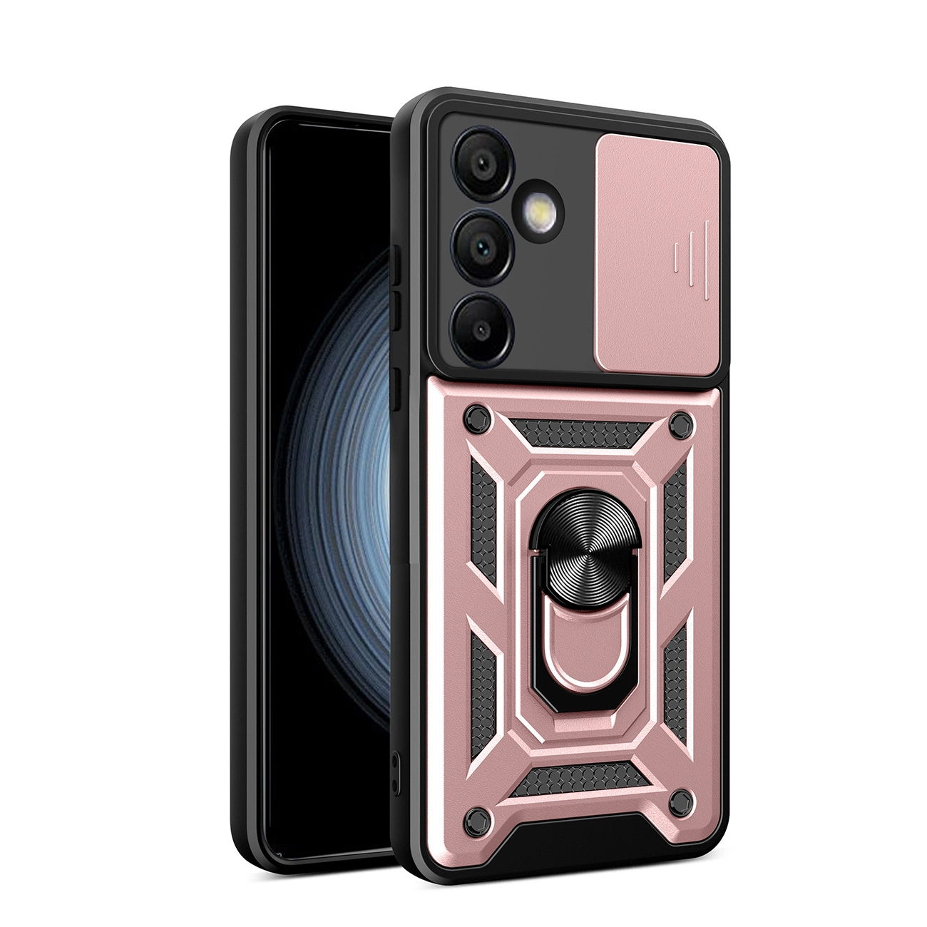 Hybrid Armor Camshield Hülle Mit Ständer Und Kameraabdeckung Für Samsung Galaxy A36 – Pink