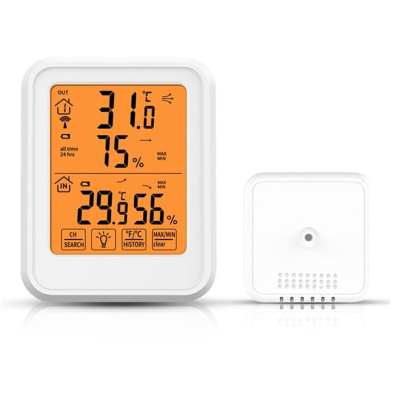 Thermometer-hygrometer Mit Außensensoren, Hintergrundbeleuchtung Und Großem Lcd-bildschirm, ℃/℉-umschaltung, Hohe Genauigkeit Bei Temperatur Und Luftfeuchtigkeit