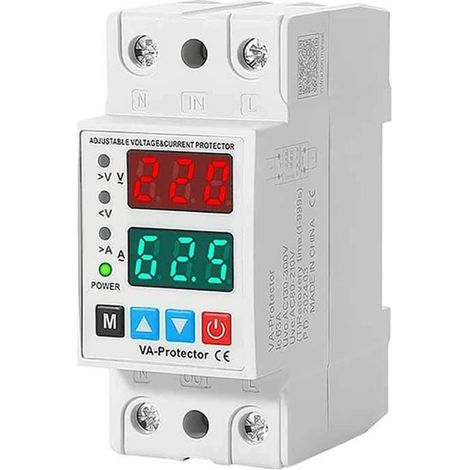 Digitaler 220-v-wechselstrom-überspannungsschutzschalter Mit Einstellbarem Lcd-display Und 63-a-überspannungsschutz, Din-schienen-leistungsmonitor Mit Automatischer Wiederherstellung