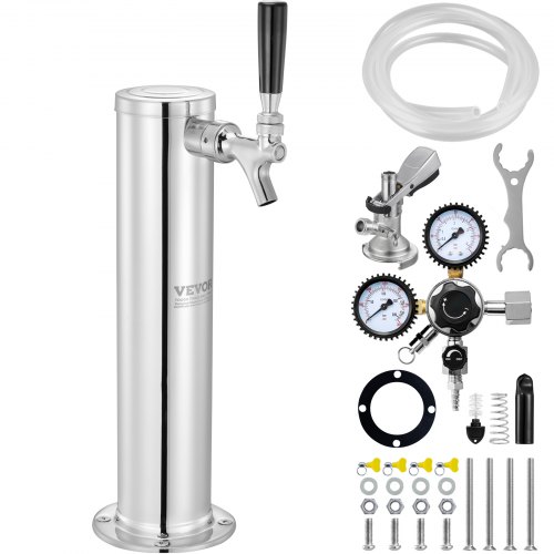 Kegerator-turm-kit, Einzelzapfhahn-bierumrüstsatz, Edelstahl-fass-bierturm-zapfanlage Mit Doppelmessgerät W21.8-regler Und A-system-fasskupplung, Biertropfschale Für Partys Zu Hause