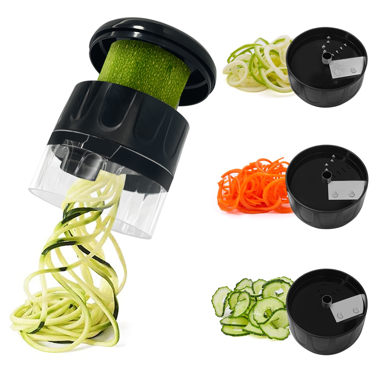Vihannesleikkuri - Vihannesviipaloija - Kesäkurpitsa- Und Zucchini-spiralileikkuri, Zoodles-nuudelien Und Spagetin-pääää - Kasvis-, Schweinekana- Und Hannesleikkuri, Spiralalileikkuri