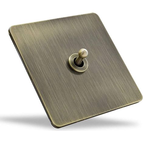 Handgefertigter Retro-schalter Typ 86, Grün-bronzefarbener Wandschalter, Gebürsteter Wippschalter, Metall-hebel-wandschalter