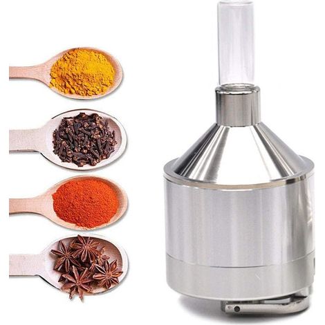 Metallpulvermühle Mit Gläserner Schnupftabakdose Für Gewürze, Tee, Blumen, Kräuter, Pulver (silber)