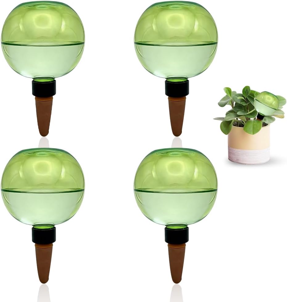 Pack Of 4 Automatic Watering Balls, 500 Ml Water Dispenser Plants, Watering Balls With Transparent Water Reservoir, Self-watering For Indoor Plants, Balcony, Holiday, Green