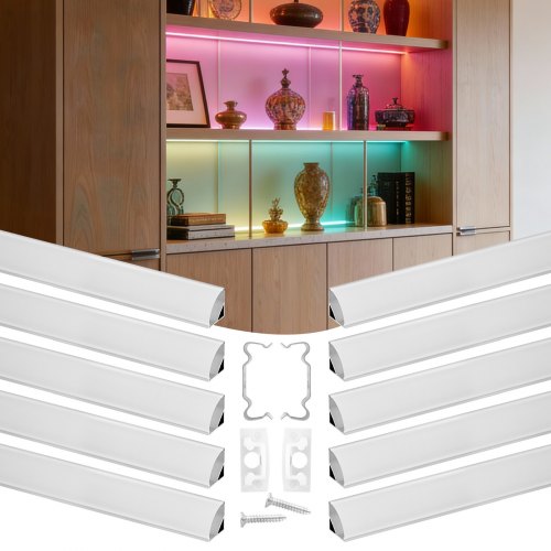 Led Profil 10er-pack 2 M, Eloxierte Aluminiumprofil Mit Milchiger Abdeckung, Endkappen & Befestigungsclips, Kanäle, Diffusor Für Led-streifen, Ideal Für Unterbau-arbeitsplatten, V Form