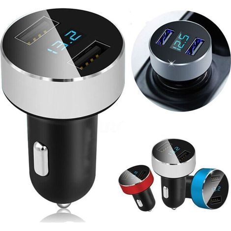 Ulisem Dual-port-kfz-ladeadapter 3,1 A, Zigarettenanzünderstecker, Usb 12 V/24 V, Digitales Led-voltmeter Für Mobiltelefone, Tablets, Kameras Und Weitere Ladegeräte, Silber
