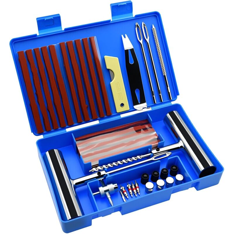 58-teiliges Universal-reifenreparaturset, Robustes Reparaturset Für Platte Reifen, Universalwerkzeug Zur Reparatur Von Reifenpannen.