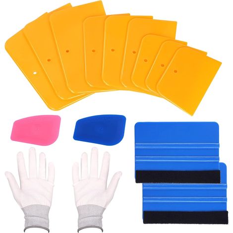 Set Mit 14 Karosseriefüllspateln (2,83", 4", 5", 6") Mit Sortiment An Schutzhandschuhen, Inklusive Kunststoffspachteln Für Autokarosseriefüller.