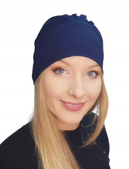 Marineblauer Jasmina-turban, Rüschenhut Ohne Muster, Auch Nach Der Chemotherapie
