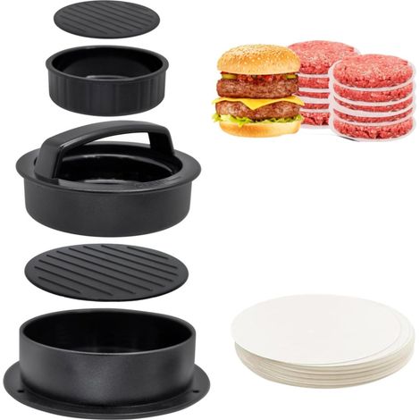 Hamburgerpresse, Hackfleischpresse, Burgerformer, Mit 100 Blatt Backpapier, Zur Zubereitung Köstlicher Hamburger Und Sandwiches