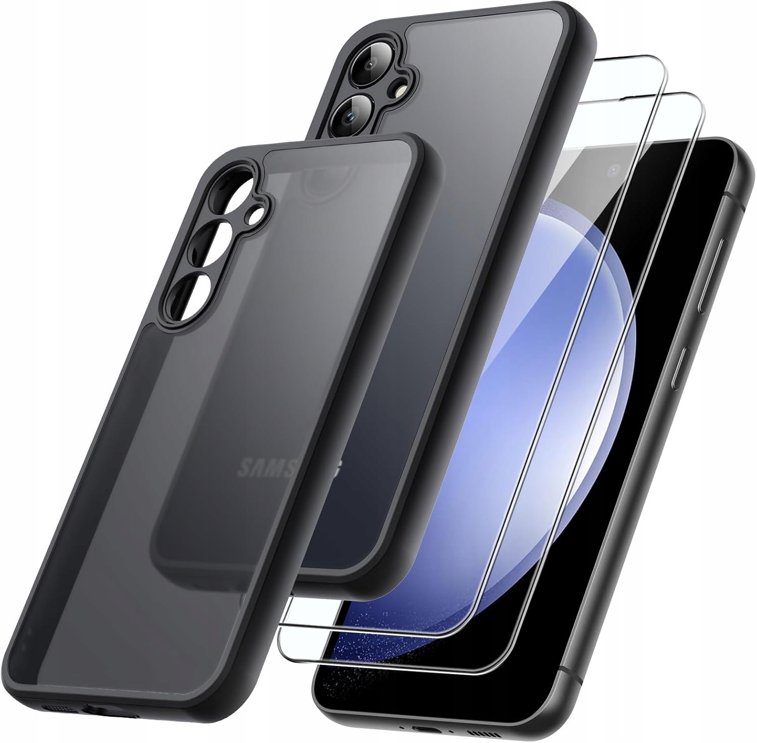 Schwarze, Matte Schutzhülle Für Samsung S23 Fe 5g + 2x Schutzglas