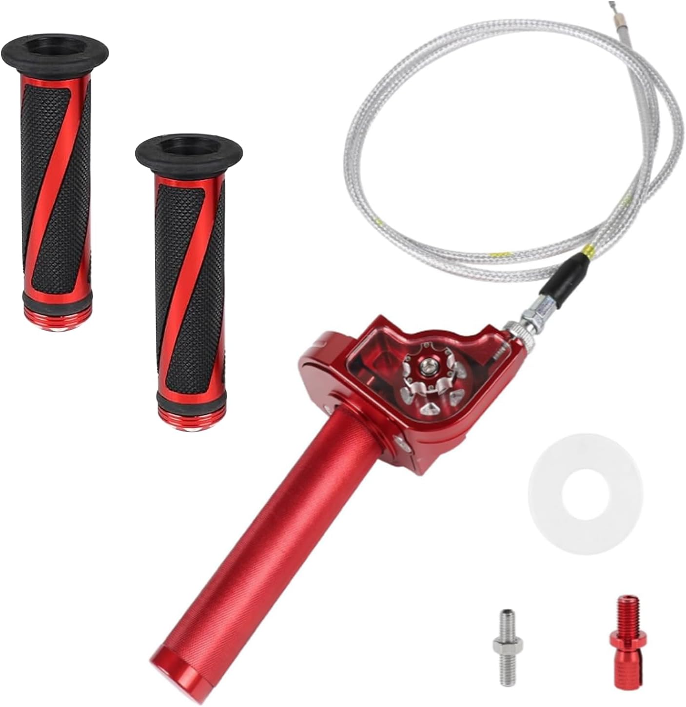 Poignée De Gaz De Moto Avec Faisceau De Câbles, Ensemble De Poignée De Gaz À Tir Rapide Pour Atv Et Dirt Bike (rouge)