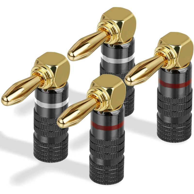 4 X 90° 4 Mm Vergoldete Bananenstecker, Anschlüsse Für Verstärker, Lautsprecher, Stereo-audio