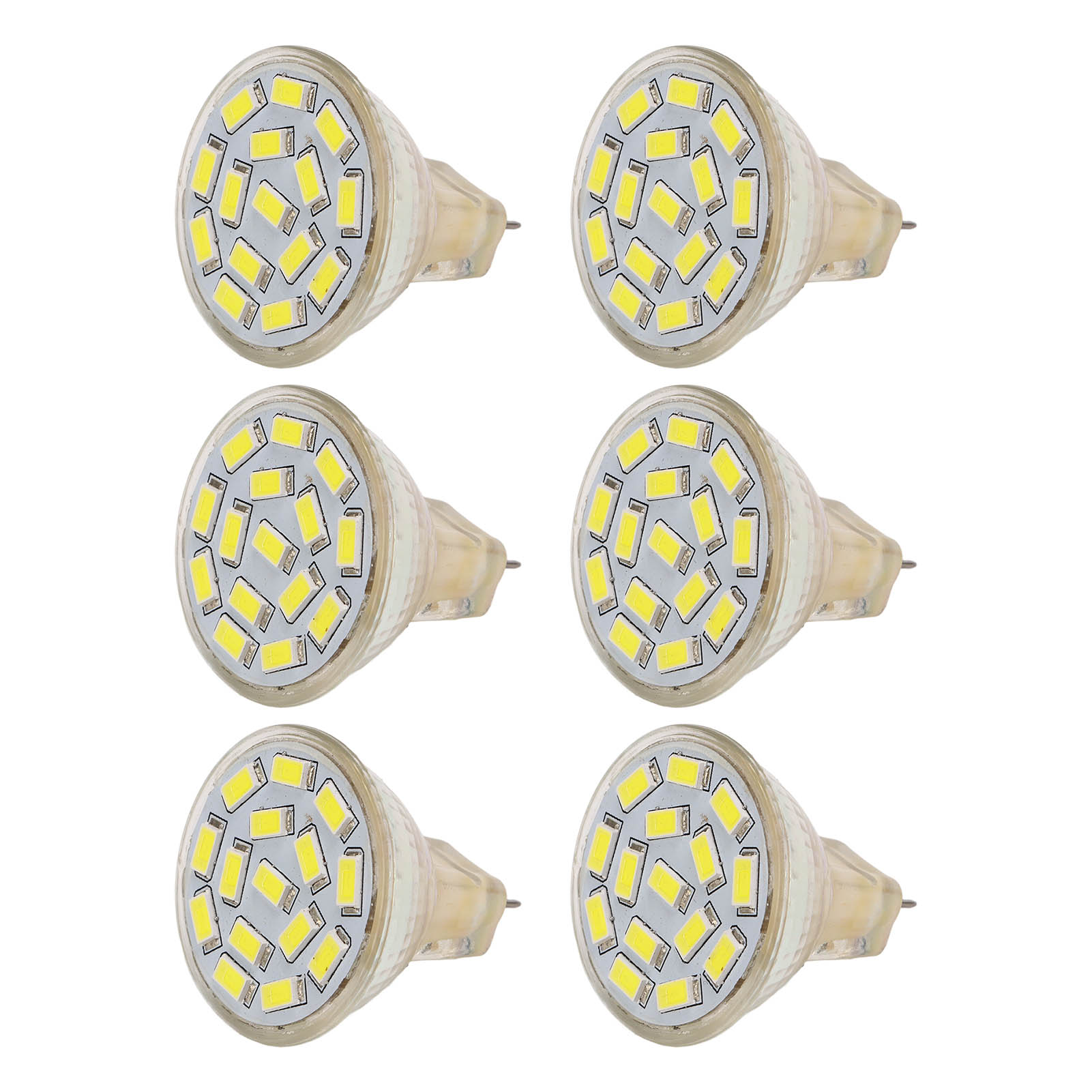 6er-pack Gu4-led-lampen, 270 Lm, 15 Leds, Geringer Energieverbrauch, Kompatibel Mit Mr11-schienenstrahlern, 12 V, 3 W, 6000 K Weißes Licht
