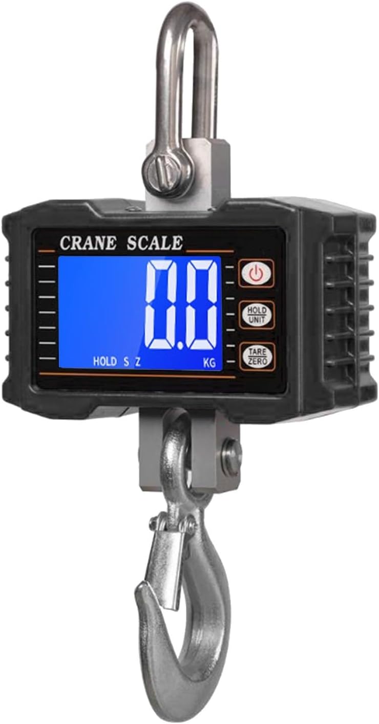 Digitale Hängewaage, 1000 Kg/2204 Lb, Lcd-hintergrundbeleuchtung, Für Industriekrane, Einheitenumschaltung, Datenhaltefunktion, Tara, Nullstellung, Für Baustellen, Reisen, Märkte, Angeln, Arbeit