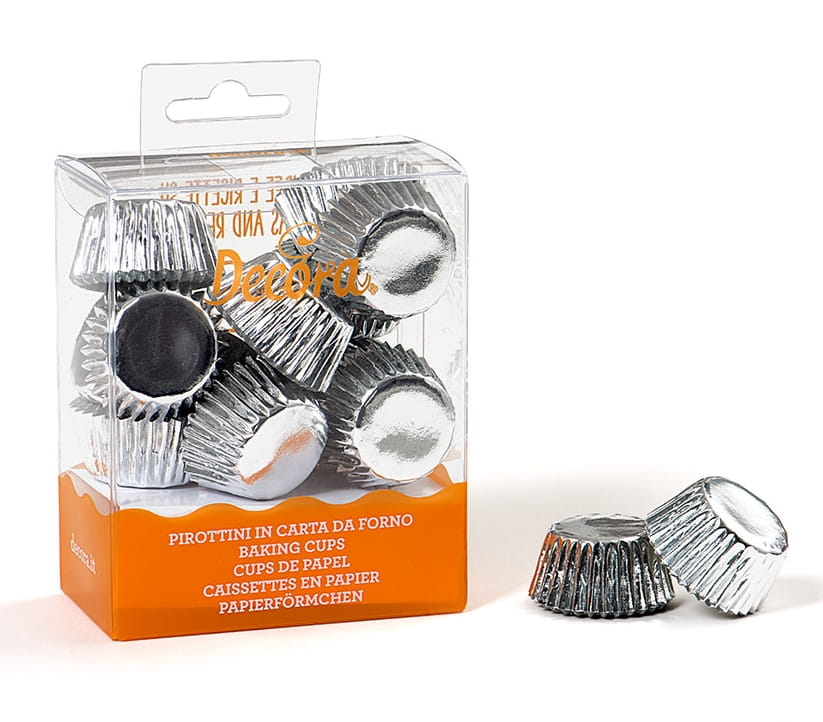 Mini-papier-cupcake-förmchen, Silber, 27 X 17 Mm, Decora, 180 Stück