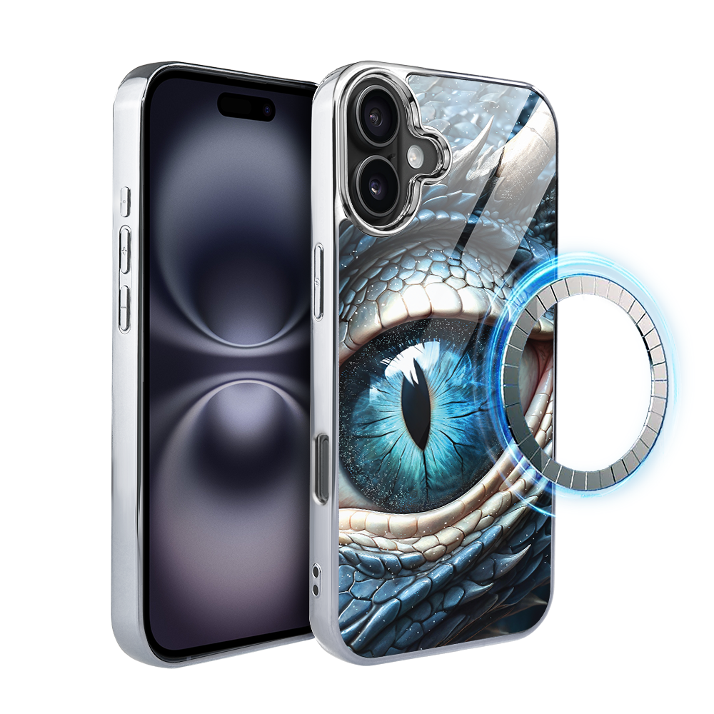 Iphone 16 Plus Ibizu Elite Glashülle Mit Magsafe, Glasrückseite, Eisdrachenauge, Silber
