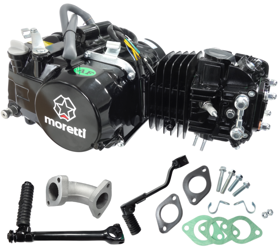 Moretti Boxermotor 1p56fmj, 140 Cm³, 4-takt, 4-gang-schaltgetriebe, Schwarz