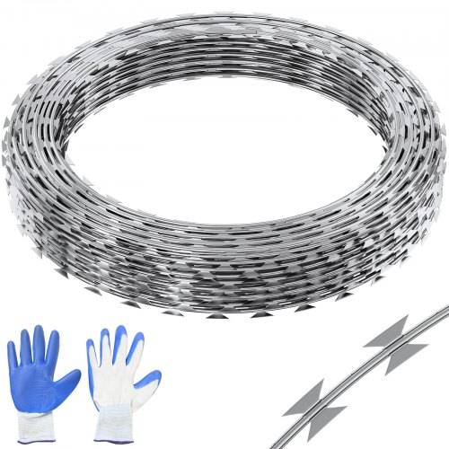 Natodraht 75 M (5 Rollen X 15 M) Stacheldraht Spirale Sperrdraht Stacheldrahtzaun (0,51 Mm) Scharfe Klingen Und (ca. 4 Mm) Dicke Kerndrähte Maschendraht Für Außergewöhnlichen Spiralschutz
