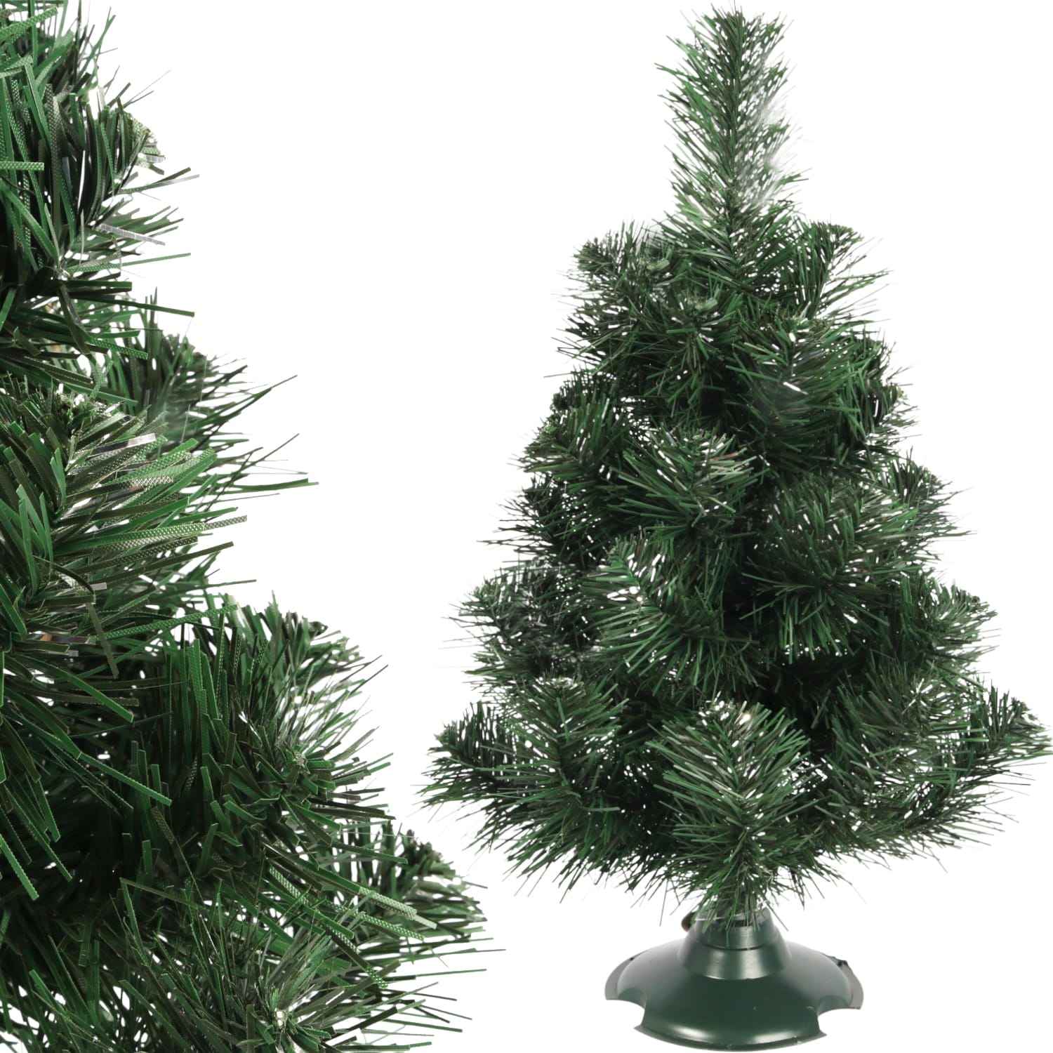 Künstlicher Weihnachtsbaum, Grün Und Silber, 45 Cm, Polnischer Hersteller Goliat, Zum Aufklappen Bereit.