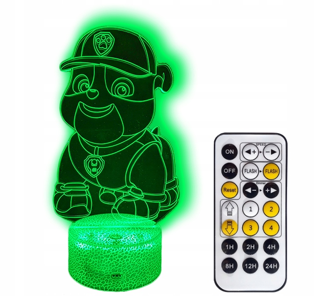 Paw Patrol Schutt 3d Led-nachtlicht + Fernbedienung