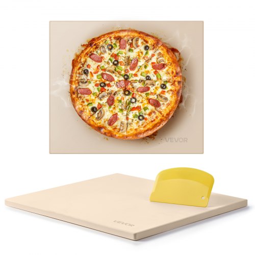 Pizzastein Backstein 406 X 355 Mm, Rechteckiger Cordierit-pizzastein, Große Steinplatte Mit Schaber, 1,5 Cm Dick, Hitzebeständig, Geeignet Für Küchenofen Brotbacken Pizzabacken Grillen