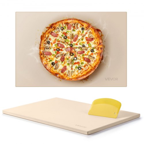 Pizzastein Backstein 508 X 355 Mm, Rechteckiger Cordierit-pizzastein, Extra Große Steinplatte Mit Schaber, 17 Mm Dick, Hitzebeständig, Geeignet Für Küchenofen Brotbacken Pizzabacken Grillen