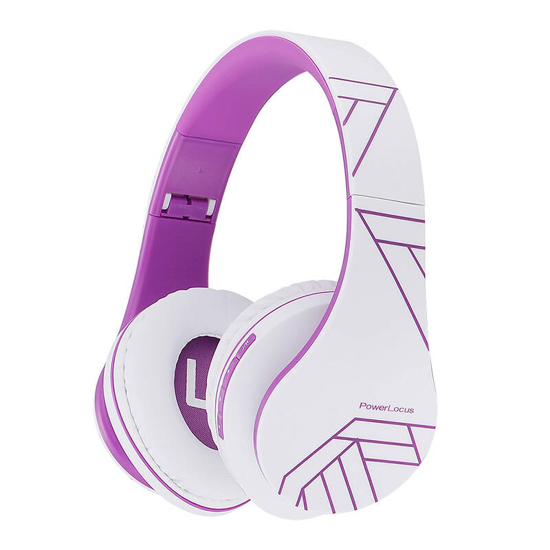 Powerlocus Kabellose Weiße Und Violette Bluetooth-/microsd-/fm-kopfhörer