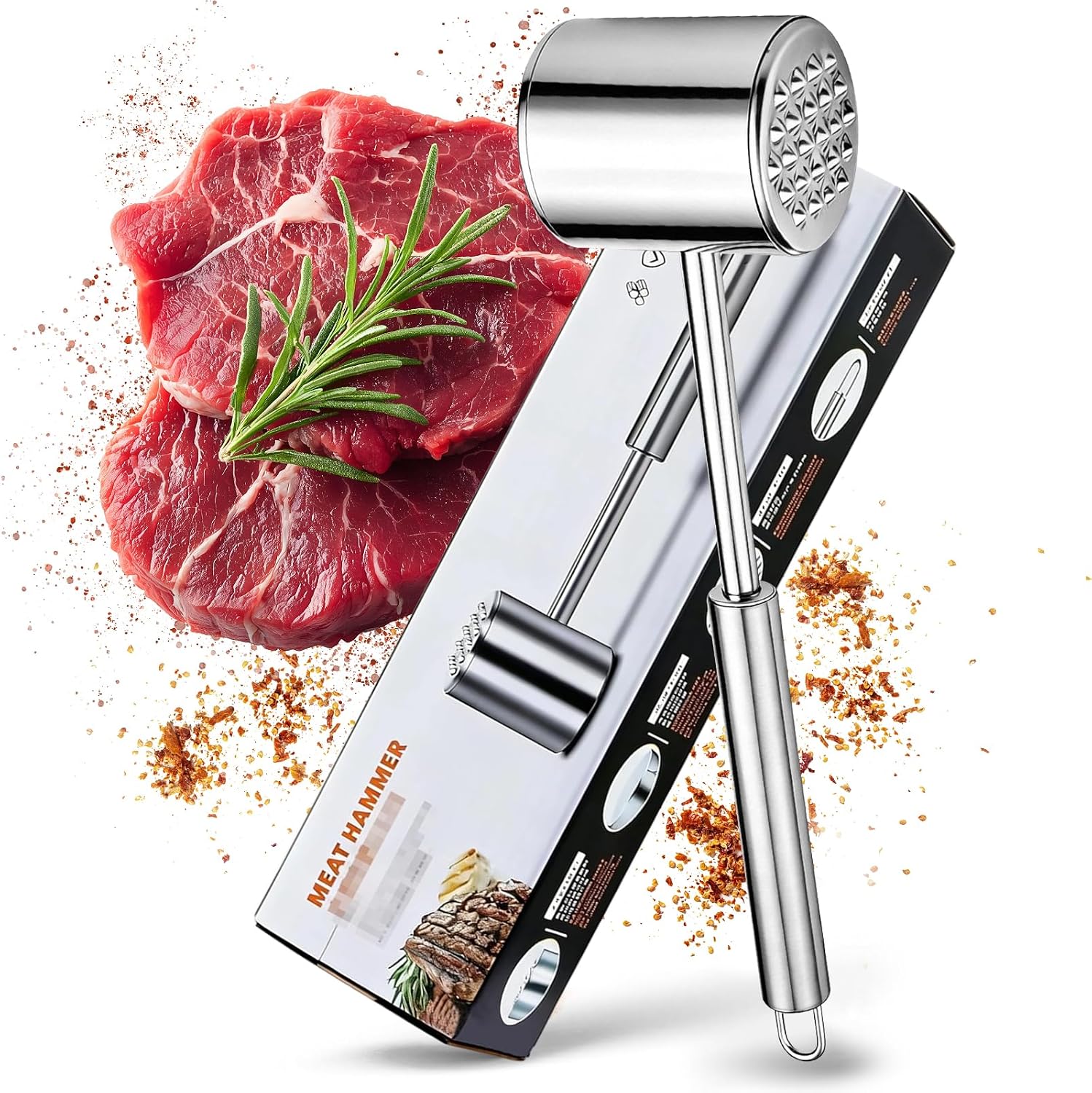 Fleischklopfer Edelstahl Spülmaschinenfest Doppelseitig Schnitzelklopfer Edelstahl-fleischklopfer Mit 2 Schlagflächen: Spülmaschinenfest, Perfekt Zum Zartmachen Von Schnitzeln, Steaks & Rouladen