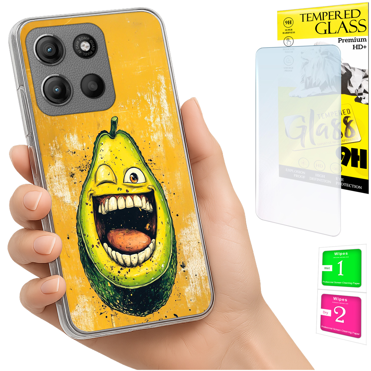 Schutzhülle Für Motorola Moto G15, Rückseite: Avocado + Glas