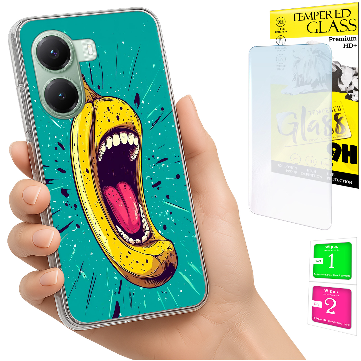 Schutzhülle Für Xiaomi Poco X7 Pro 5g, Foto-rückseite, Bananen-design + 9h-glas