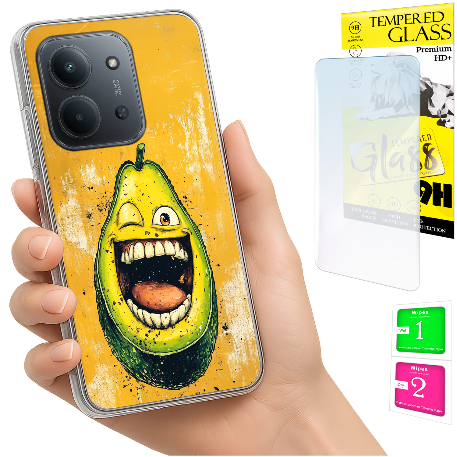Schutzhülle Für Xiaomi Redmi 15c 5g 173 Mm / Poco C85, Avocado-rückseite + 9h-glas