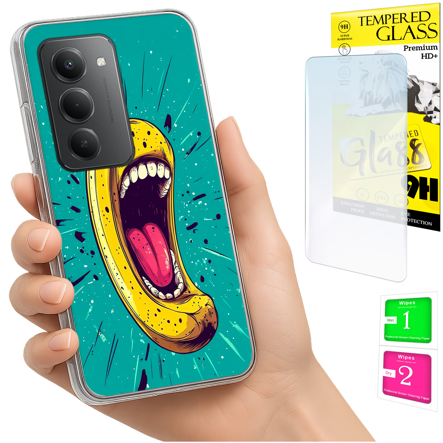 Schutzhülle Für Xiaomi Redmi 15 4g/5g (169 Mm) – Rückseite Im Bananen-design + Glas