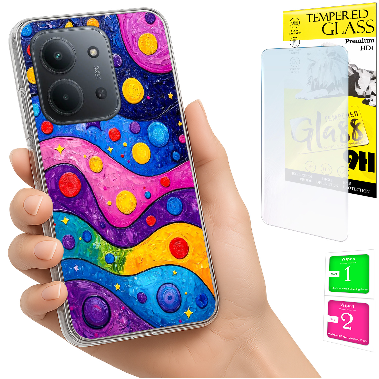 Schutzhülle Für Xiaomi Redmi 15c 5g 173 Mm / Poco C85, Rückseite Gewellt, + 9h-glas