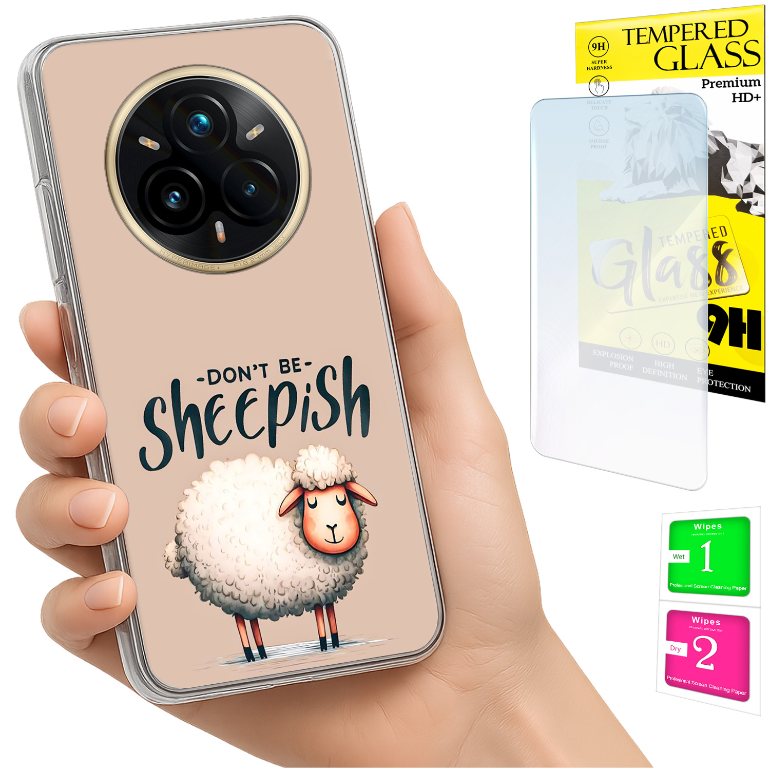 Schutzhülle Für Realme 14 Pro+ 5g / 14 Pro Plus 5g Fotohülle Rückseite Schaf + Glas