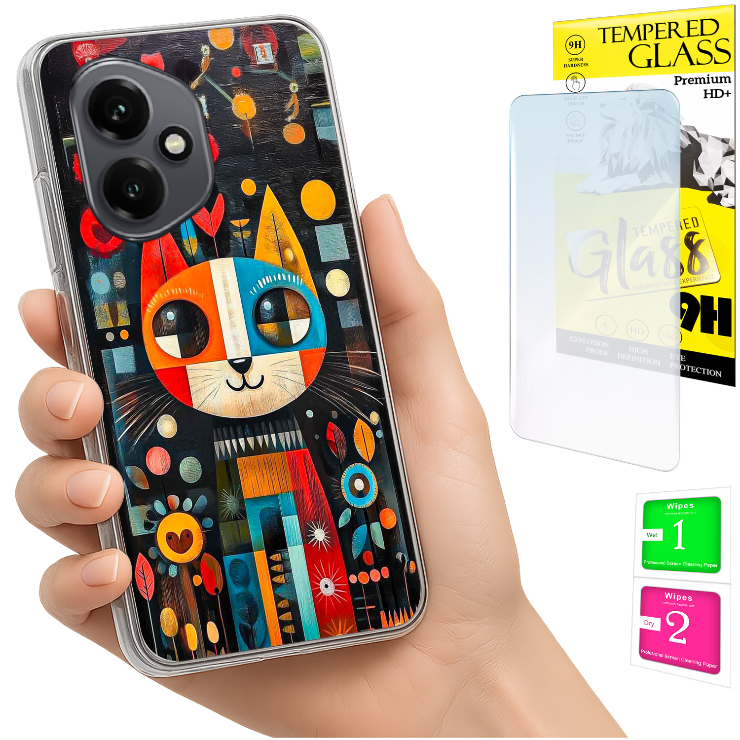 Schutzhülle Für Honor X7d / 400 Smart Photo Case Rückseite Katze + 9h Glas