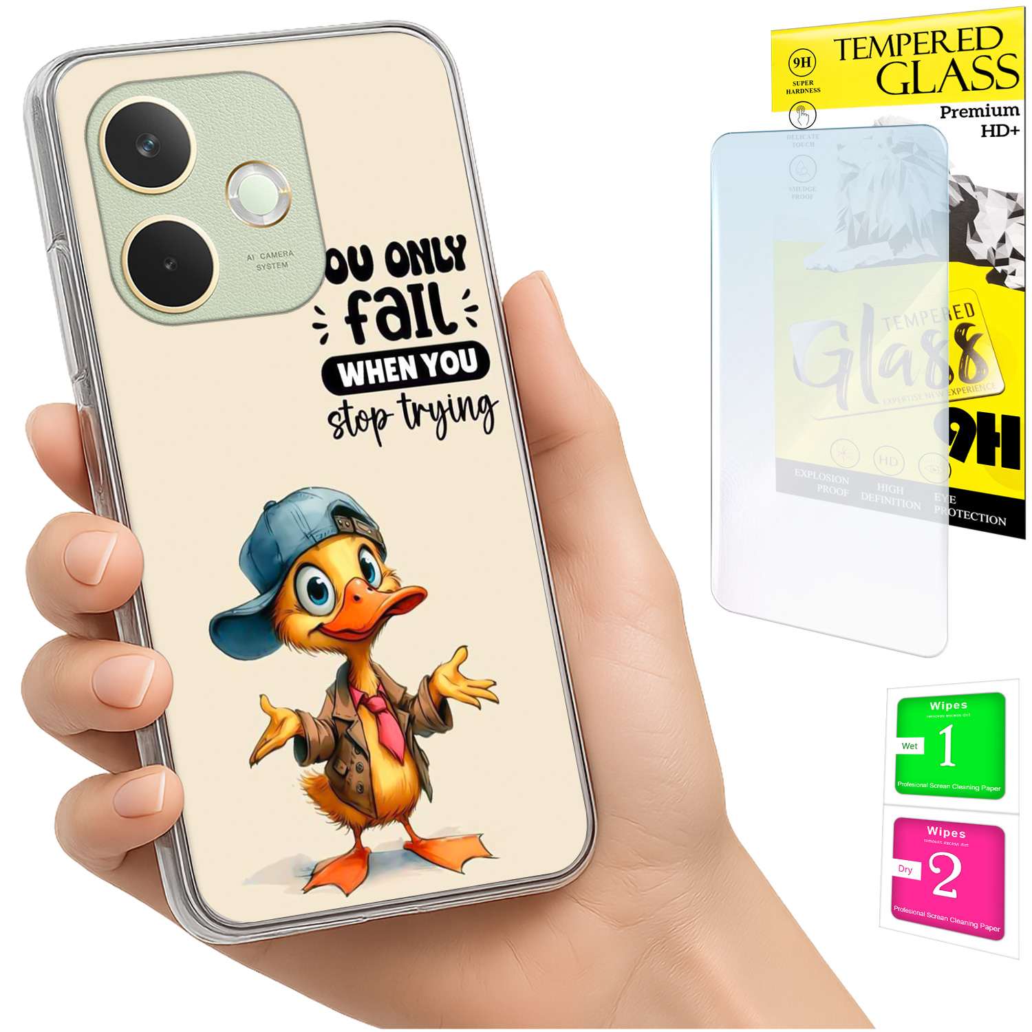 Schutzhülle Für Oppo A5 Pro: Foto-rückseite Mit Duck-motiv + 9h-glas