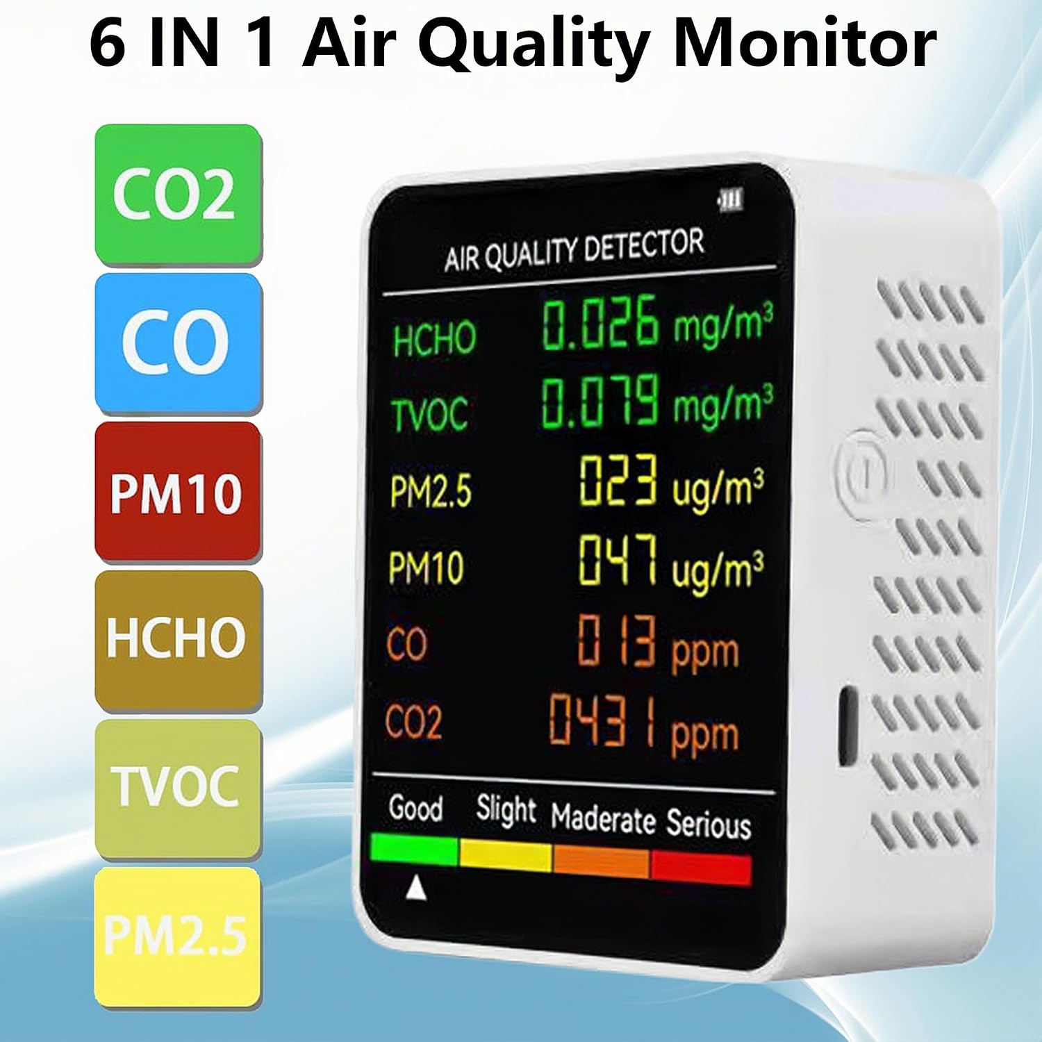 Innenraumluftqualitätsmonitor: Misst Formaldehyd, Luftqualitätsindex, Pm2,5, Temperatur Und Luftfeuchtigkeit Geeignet Für Wohnhäuser, Gewächshäuser, Lagerhallen, Weinkeller Und Ähnliche Orte.