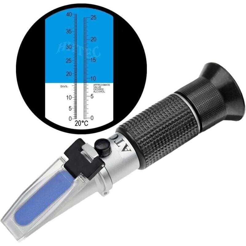 Refraktometer Für Winzer: Potenzieller Alkoholgehalt: 0-25%, Zuckergehalt: 0-40% (mit Atc Für Die Weinherstellung Brix-wert Zur Messung Des Zuckergehalts Für Die Herstellung Eines Besseren Weins).