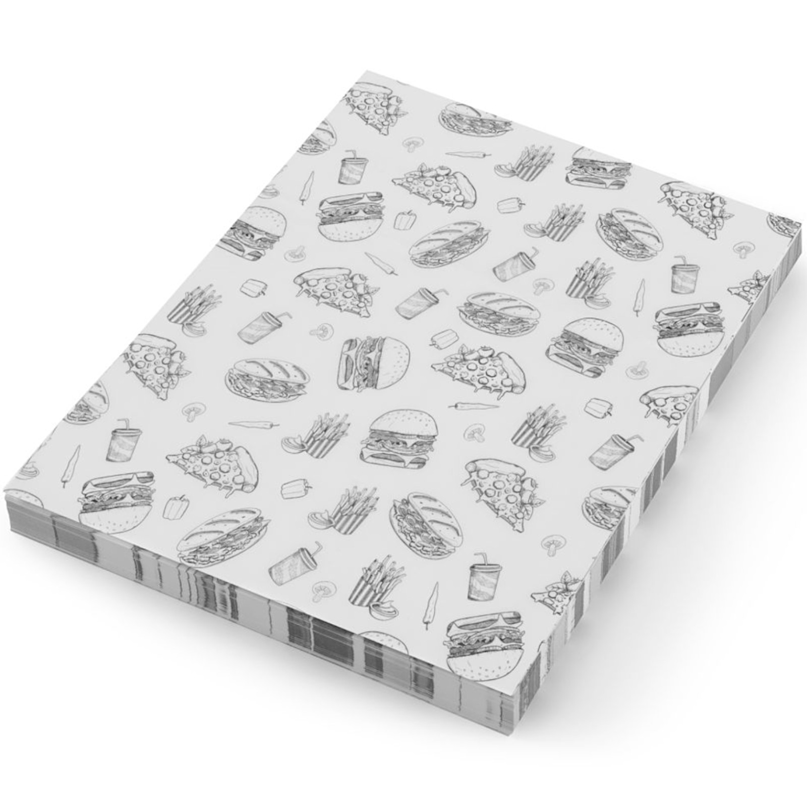 Backpapier Für Pommes Frites Snacks 20x25 Cm Fast Food Muster - 500 Stück.
