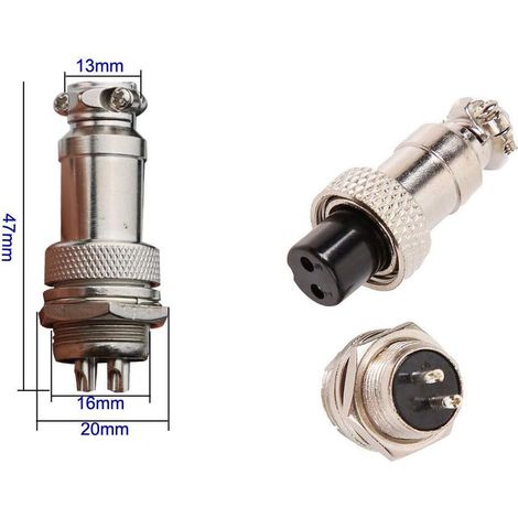 Satz Mit 6 Luftfahrtsteckverbindern, 16 Mm 2-polige Metallbuchse (5 A) + 16 Mm 2-poliger Stecker (5 A) Mit Gewinde + Schutzkappe Aus Gummi