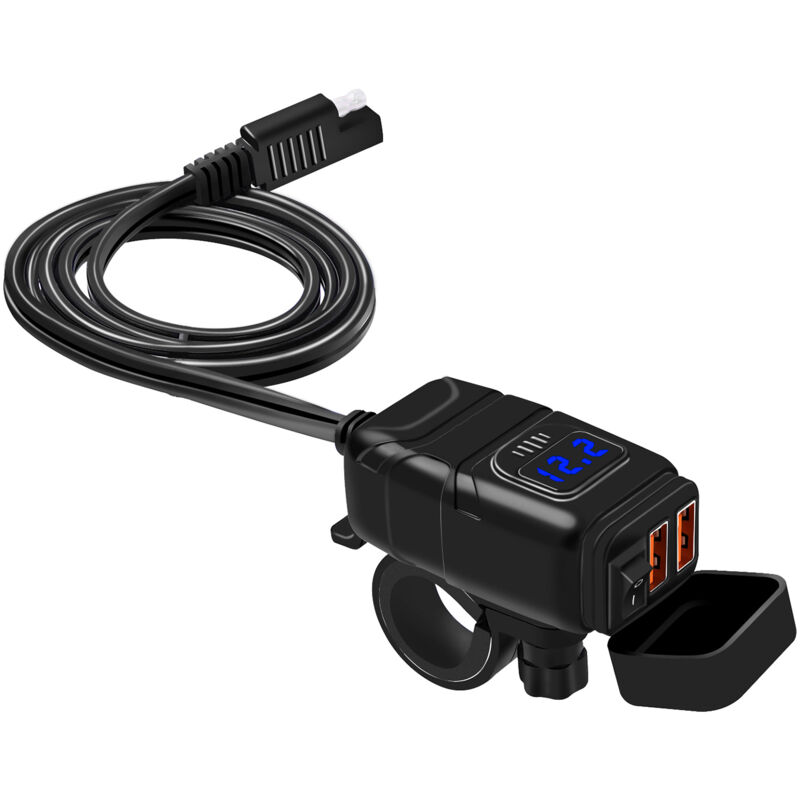 Wasserdichter Usb-motorradlader, Dual-qc3.0-usb-ladegerät Für Motorradhandys Mit Ein-/ausschalter Für Autos, Wohnmobile Und Lkws, Blau