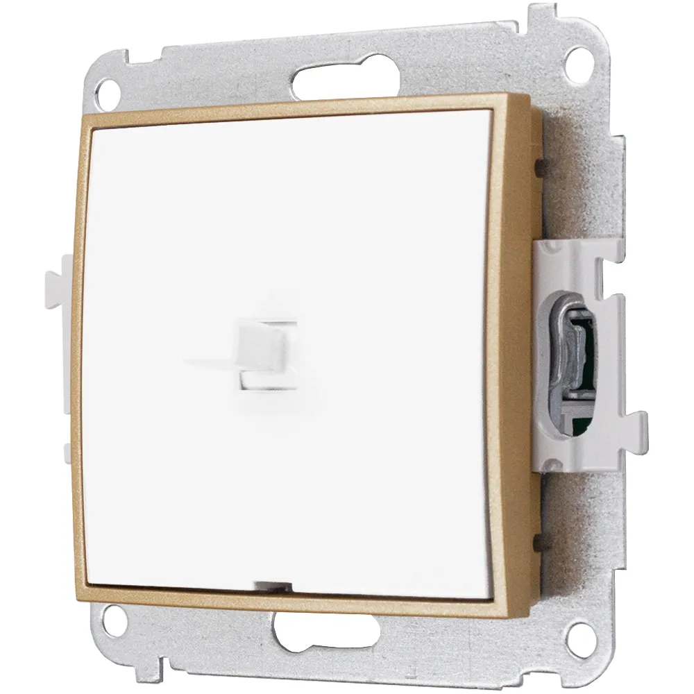 Schaltermodul Ohne Rahmen, Einzeln, Usa Karlik Mini, Farbe Weiß/gold