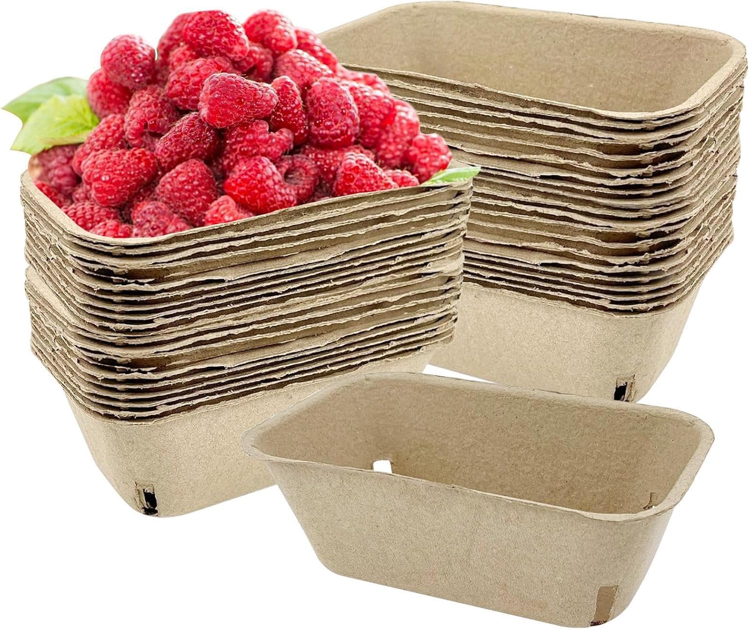 Beerenkörbe - 50 Stück Obstbehälter À Pint,karton Beerenkörbchen Für Erdbeeren Tomaten Himbeeren Blaubeeren Küche Vorratsraum Arbeitsplatte Zuhause Kühlschrank Party