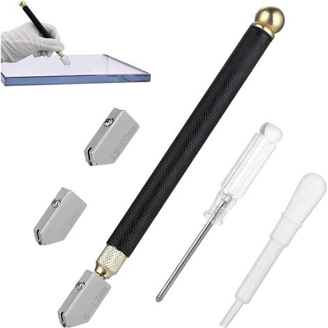 Diamant-glasschneider 2–20 Mm, Professioneller Glasschneider Mit Ölzufuhr, Hartmetall-glasschneidwerkzeug In Stiftform Für Glas, Spiegel, Fliesen, Mosaik (5er-set)