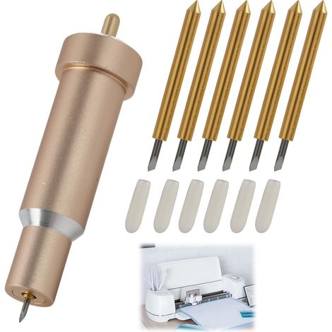 Feinschneideklinge Mit Etui, Kompatibel Mit Cricut Maker/maker 3/explore Air/explore Air 2/explore One/explore 3, 6er-set Klingen Mit Goldenem Etui