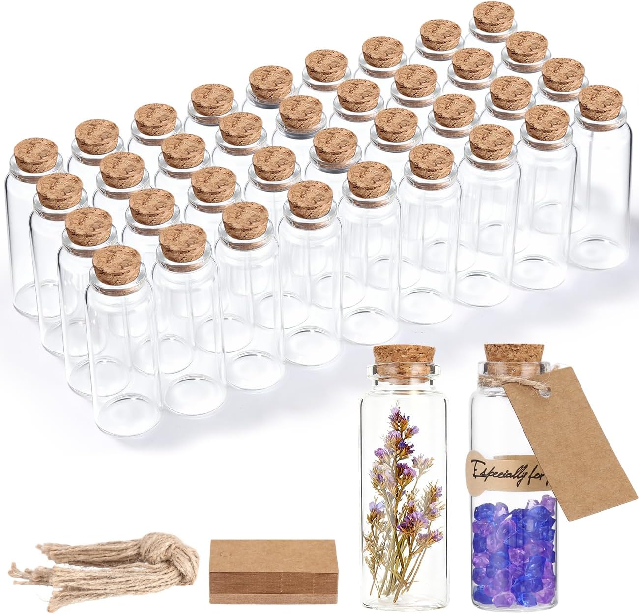 Mini-glasfläschchen Mit Korken, 36 X 40 Ml, Kleine Gläser Mit Korken, Reagenzgläser Mit Korken, Verschlossene Glasfläschchen Mit Korken Für Süßigkeiten, Trockenblumen Und Aufbewahrungsgläser Für Sand