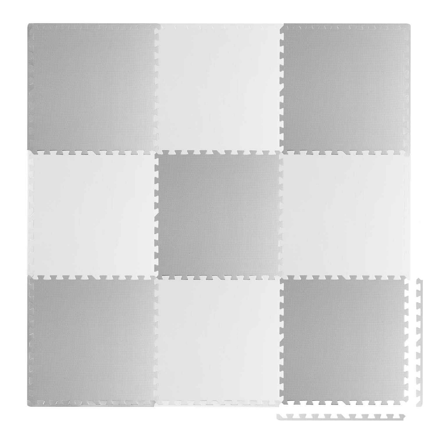Große Schaumstoff-puzzlematte, Weiß Und Grau, Ricokids, 180 X 180 Cm, 9-teilig