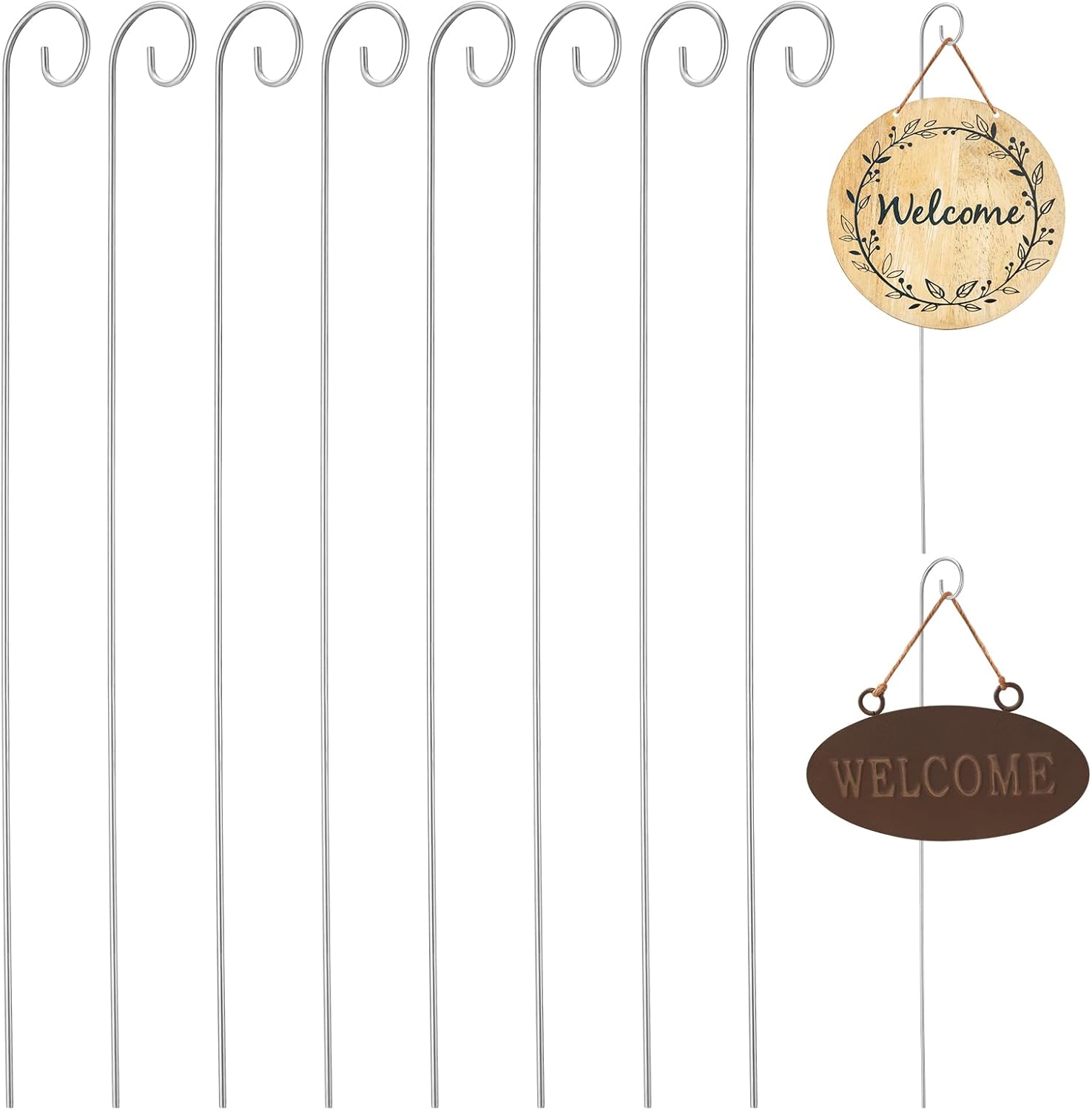 Pack Of 20 Shepherd Hooks For Outdoor Use, Tall Garden Stake, Metal Sign, Flower Picks For Flower Arrangements, Hanging Plants, Lanterns