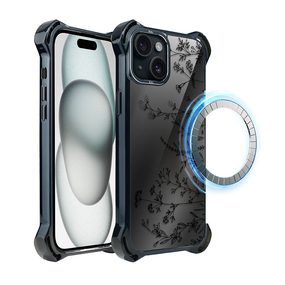 Iphone 15 Ibizu Dropguard Ultra Hülle Mit Magsafe, Midnight, Touch Of Flowers